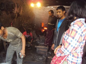 Rahat Bhai and Maya see the labour's work